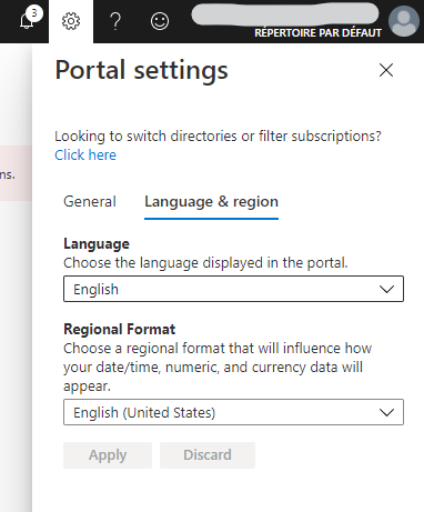 Configuration du portail en anglais